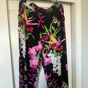 G.I.L.I Got It Love It Tropical Floral Side Slit Pants Size Medium
